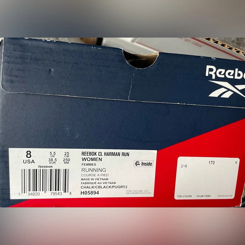 👣NWT Reebok Women's Classic Harman Zebra Sneakers -White and Dark Blue - Picture 5 of 6